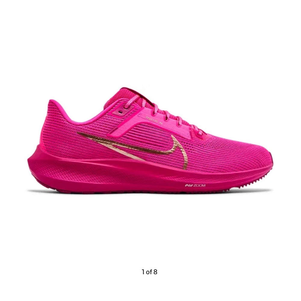 Nike Pegasus Hot Pink Running Shoes with Metallic Swoosh
